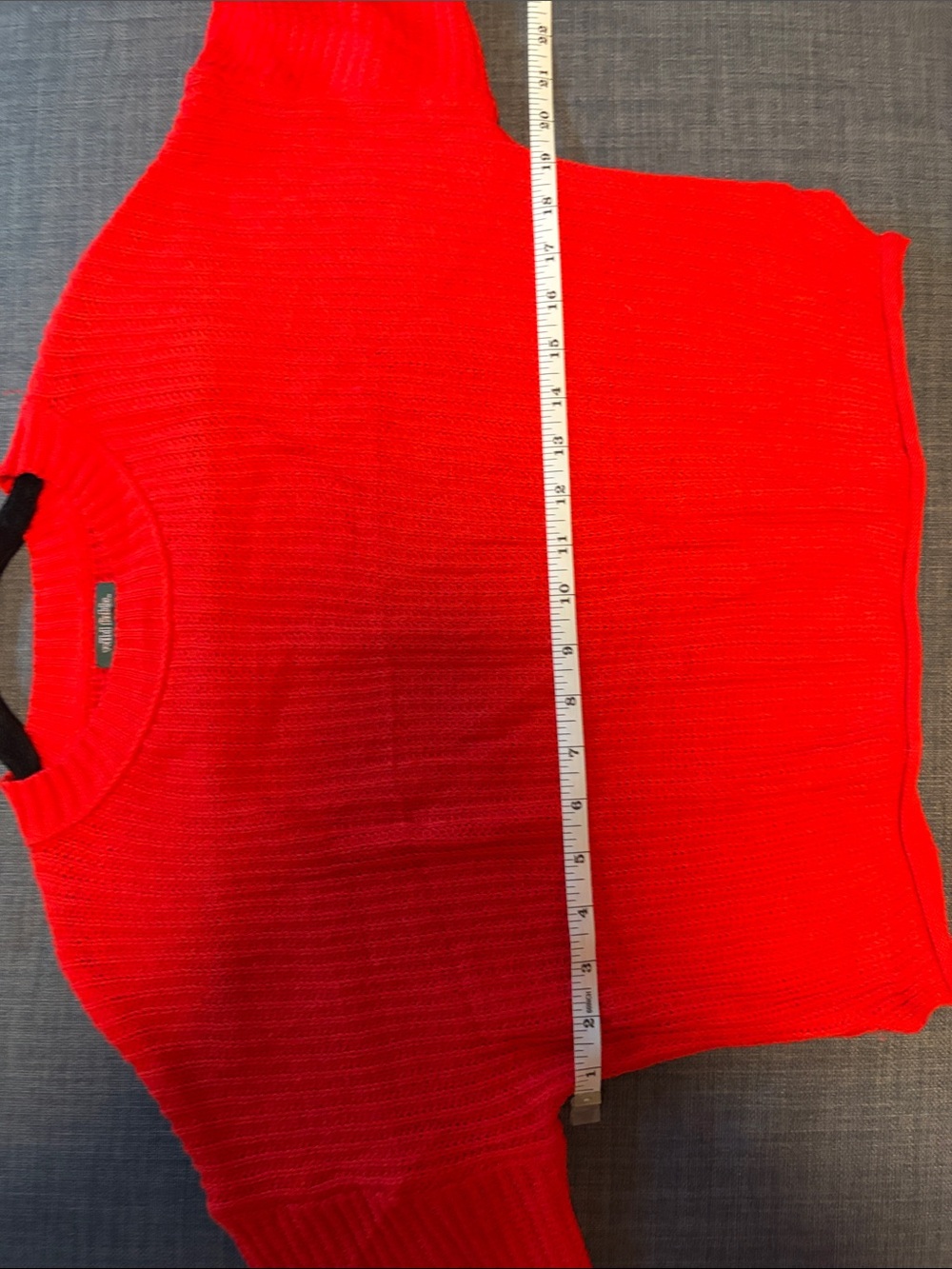 Red Cropped Rib-Knit Women's Sweater - Picture 4 of 4